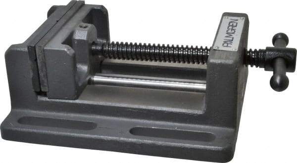 Palmgren - 4" Jaw Opening Capacity x 1-3/4" Throat Depth, Horizontal Drill Press Vise - 4" Wide Jaw, Stationary Base, Standard Speed, 7-1/2" OAL x 2-7/8" Overall Height - Exact Tool & Supply