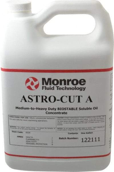 Monroe Fluid Technology - Astro-Cut A, 1 Gal Bottle Cutting & Grinding Fluid - Water Soluble, For CNC Milling, Drilling, Tapping, Turning - Exact Tool & Supply