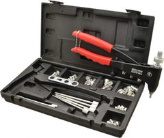 Value Collection - 63 Piece Aluminum Manual Rivet Nut Tool Kit - #6-32, 3/8-16" Thread - Exact Tool & Supply