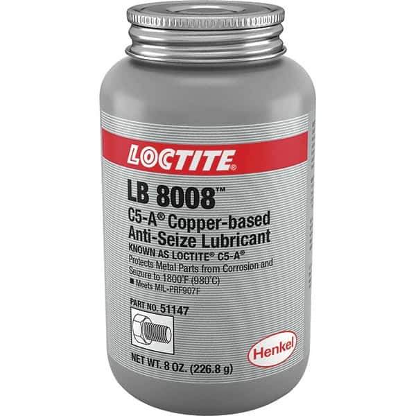 Loctite - 8 oz Can High Temperature Anti-Seize Lubricant - Copper/Graphite, -29 to 1,800°F, Copper Colored, Water Resistant - Exact Tool & Supply