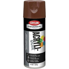 Krylon - Leather Brown, 12 oz Net Fill, Gloss, Lacquer Spray Paint - 15 to 20 Sq Ft per Can, 16 oz Container, Use on Cabinets, Color Coding Steel & Lumber, Conduits, Drums, Ducts, Furniture, Motors, Pipelines, Tools - Exact Tool & Supply