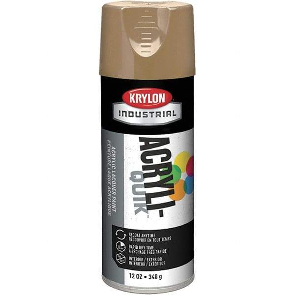 Krylon - Khaki (Color), 12 oz Net Fill, Gloss, Lacquer Spray Paint - 15 to 20 Sq Ft per Can, 16 oz Container, Use on Cabinets, Color Coding Steel & Lumber, Conduits, Drums, Ducts, Furniture, Motors, Pipelines, Tools - Exact Tool & Supply