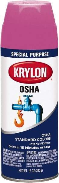 Krylon - OSHA Purple, 12 oz Net Fill, Gloss, Enamel Spray Paint - 15 to 20 Sq Ft per Can, 12 oz Container, Use on Ceramics, Glass, Metal, Plaster, Wood - Exact Tool & Supply