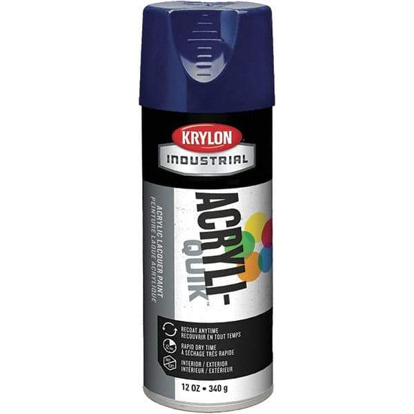 Krylon - Regal Blue, 12 oz Net Fill, Gloss, Lacquer Spray Paint - 15 to 20 Sq Ft per Can, 16 oz Container, Use on Cabinets, Color Coding Steel & Lumber, Conduits, Drums, Ducts, Furniture, Motors, Pipelines, Tools - Exact Tool & Supply
