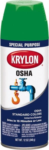 Krylon - OSHA Green, 12 oz Net Fill, Gloss, Enamel Spray Paint - Exact Tool & Supply