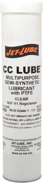 Jet-Lube - 14 oz Cartridge Synthetic General Purpose Grease - Clear, Food Grade, 400°F Max Temp, NLGIG 1-1/2, - Exact Tool & Supply