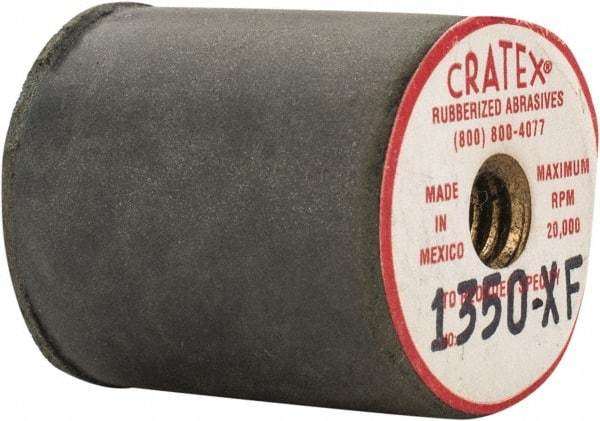 Cratex - 7/8" Max Diam x 1" Long, Cylinder, Rubberized Point - Very Fine Grade, Silicon Carbide, 1/4" Arbor Hole, Unmounted - Exact Tool & Supply