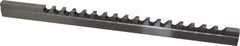 Dumont Minute Man - 10mm Keyway Width, Style D-1, Keyway Broach - High Speed Steel, Bright Finish, 9/16" Broach Body Width, 1" to 6" LOC, 13-7/8" OAL, 6,500 Lbs Pressure for Max LOC - Exact Tool & Supply