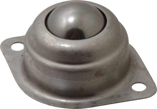 Value Collection - 1 Inch Diameter, Oval, Stainless Steel Ball Transfer - 1.1875 Inch Mount Height, 125 Lb. Capacity - Exact Tool & Supply
