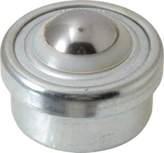 Value Collection - 1 Inch Diameter, Round, Carbon Steel Ball Transfer - 2 Inch Overall Diameter, 1.4375 Inch Mount Height, 125 Lb. Capacity - Exact Tool & Supply