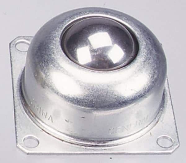 Value Collection - 1-1/2 Inch Diameter, Square, Stainless Steel Ball Transfer - 1.8125 Inch Mount Height, 250 Lb. Capacity - Exact Tool & Supply