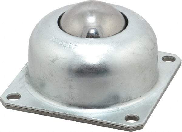 Value Collection - 1-1/2 Inch Diameter, Square, Carbon Steel Ball Transfer - 1.8125 Inch Mount Height, 250 Lb. Capacity - Exact Tool & Supply