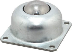 Value Collection - 1-1/2 Inch Diameter, Square, Carbon Steel Ball Transfer - 1.8125 Inch Mount Height, 250 Lb. Capacity - Exact Tool & Supply