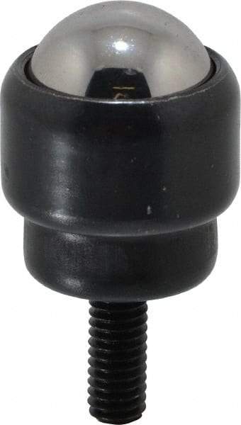 Value Collection - 1 Inch Diameter, Round, Carbon Steel Ball Transfer - 1.2188 Inch Overall Diameter, 1.4375 Inch Mount Height, 125 Lb. Capacity - Exact Tool & Supply