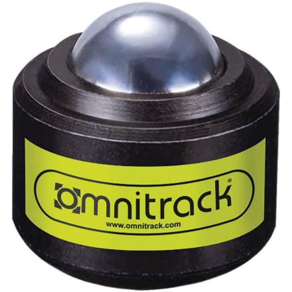 Value Collection - 1/2 Inch Diameter, Round, Chrome Steel Ball Transfer - 7/8 Inch Overall Diameter, 7/8 Inch Mount Height, 100 Lb. Capacity - Exact Tool & Supply