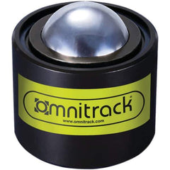 Value Collection - 1 Inch Diameter, Round, Chrome Steel Ball Transfer - 1-3/4 Inch Overall Diameter, 1-5/8 Inch Mount Height, 500 Lb. Capacity - Exact Tool & Supply