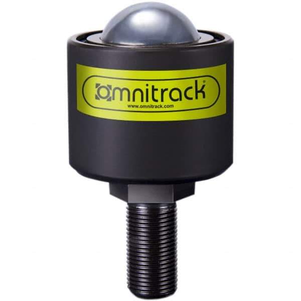 Value Collection - 2 Inch Diameter, Round, Chrome Steel Ball Transfer - 4-1/2 Inch Overall Diameter, 4.3125 Inch Mount Height, 4,850 Lb. Capacity - Exact Tool & Supply