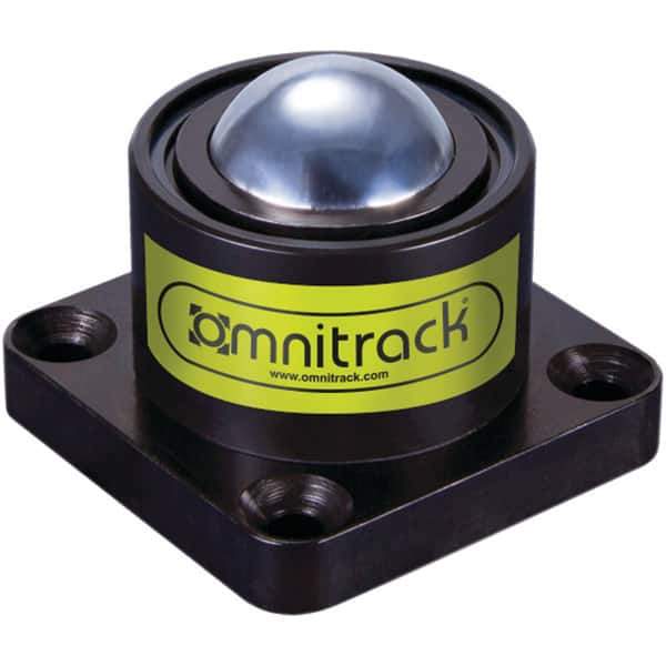 Value Collection - 1 Inch Diameter, Square, Chrome Steel Ball Transfer - 1-3/4 Inch Overall Diameter, 1-5/8 Inch Mount Height, 500 Lb. Capacity - Exact Tool & Supply