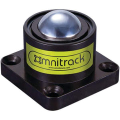 Value Collection - 1 Inch Diameter, Square, Chrome Steel Ball Transfer - 2 Inch Overall Diameter, 1-3/4 Inch Mount Height, 825 Lb. Capacity - Exact Tool & Supply