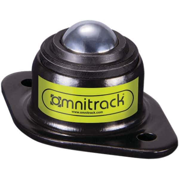 Value Collection - 1/2 Inch Diameter, Oval, Chrome Steel Ball Transfer - 1 Inch Overall Diameter, 7/8 Inch Mount Height, 100 Lb. Capacity - Exact Tool & Supply