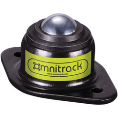 Value Collection - 1/2 Inch Diameter, Oval, Chrome Steel Ball Transfer - 1 Inch Overall Diameter, 7/8 Inch Mount Height, 100 Lb. Capacity - Exact Tool & Supply