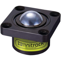 Value Collection - 1-1/2 Inch Diameter, Square, Chrome Steel Ball Transfer - 2-3/8 Inch Overall Diameter, 1 Inch Mount Height, 2,425 Lb. Capacity - Exact Tool & Supply