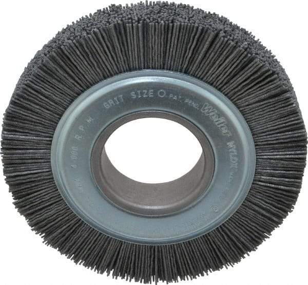 Weiler - 6" OD, 2" Arbor Hole, Crimped Nylon Wheel Brush - 1" Face Width, 1-1/4" Trim Length, 0.04" Filament Diam, 3,600 RPM - Exact Tool & Supply