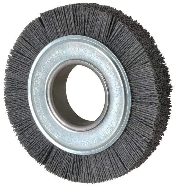 Weiler - 6" OD, 2" Arbor Hole, Crimped Nylon Wheel Brush - 1" Face Width, 1-1/4" Trim Length, 0.04" Filament Diam, 3,600 RPM - Exact Tool & Supply