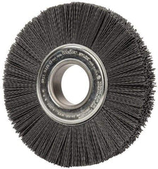 Weiler - 8" OD, 2" Arbor Hole, Crimped Nylon Wheel Brush - 1" Face Width, 2-1/4" Trim Length, 0.04" Filament Diam, 3,600 RPM - Exact Tool & Supply