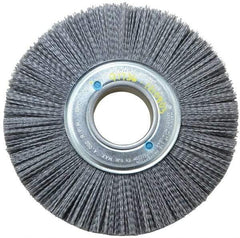 Weiler - 8" OD, 2" Arbor Hole, Crimped Nylon Wheel Brush - 1" Face Width, 2-1/4" Trim Length, 0.04" Filament Diam, 3,600 RPM - Exact Tool & Supply