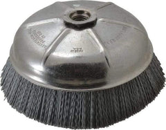 Weiler - 6" Diam, 5/8-11 Threaded Arbor Crimped Wire Nylon Cup Brush - Very Fine Grade, 0.035" Filament Diam, 6,600 Max RPM - Exact Tool & Supply