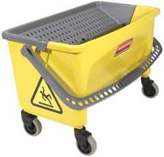 Rubbermaid - 40 Qt Plastic Bucket & Wringer - 14-1/2" Long x 16.1" High x 26.2" Wide, Yellow - Exact Tool & Supply