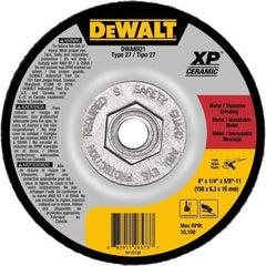 DeWALT - 24 Grit, 6" Wheel Diam, Type 27 Depressed Center Wheel - Coarse/Medium Grade, Ceramic, N Hardness, 10,100 Max RPM - Exact Tool & Supply