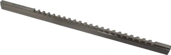 Value Collection - 1/4" Keyway Width, Style C, Keyway Broach - High Speed Steel, Bright Finish, 3/8" Broach Body Width, 25/64" to 2-1/2" LOC, 11-3/4" OAL - Exact Tool & Supply