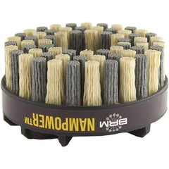 Brush Research Mfg. - 3" 320 Grit Ceramic/Silicon Carbide Straight Disc Brush - Medium Grade, Drive Arbor Connector, 0.7087" Trim Length, 0.63" Shank Diam, 0.63" Arbor Hole - Exact Tool & Supply
