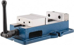 Interstate - 4" Jaw Width, 4" Jaw Opening Capacity, Horizontal Stationary Machine Vise - Manual Operation, 6,750 Lb Capacity, 1 Station, 12-3/8" Long x 3.7" High x 1-1/4" Deep, 1-1/4" Jaw Height, Cast Iron - Exact Tool & Supply