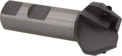 Everede Tool - 30° Lead Angle, 1.303" Max Cut Diam, 3/4" Min Cut Diam, 0.479" Max Depth of Cut, Indexable Chamfer and Angle End Mill - 2 Inserts, APLT 347 Insert Style, 3" Overall Length, Straight Shank, 60° Included Angle - Exact Tool & Supply