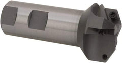 Everede Tool - 60° Lead Angle, 1.708" Max Cut Diam, 3/4" Min Cut Diam, 0.277" Max Depth of Cut, Indexable Chamfer and Angle End Mill - 3 Inserts, APLT 347 Insert Style, 3.2" Overall Length, Straight Shank, 120° Included Angle - Exact Tool & Supply