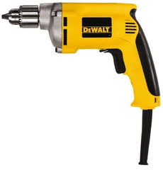 DeWALT - 1/4" Keyed Chuck, 4,000 RPM, Pistol Grip Handle Electric Drill - 6.7 Amps, 110 Volts, Reversible, Includes Chuck Key with Holder - Exact Tool & Supply
