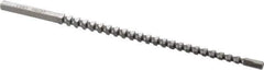 Dumont Minute Man - 1/8" x 4-1/8" Overall Length, 0.1285" Pilot Hole Diam, Square Broach - 0.1255 to 0.1265" Tolerance, 0.175 to 0.177" Across Corners, #30 Drill, 1/8" Pitch, 3/16 to 1/2" LOC, 700 Lbs. Pressure for Max LOC - Exact Tool & Supply