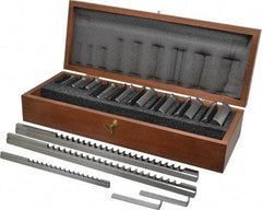 Dumont Minute Man - 12 Piece, 1/8 to 1/4" Keyway Width, Style B & C Keyway Broach Set - Bright Finish High Speed Steel Broach, Collared Bushing, 1/2 to 1-1/2" Bushing Diam - Exact Tool & Supply