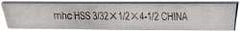 Interstate - 3/32 Inch Wide x 1/2 Inch High x 4-1/2 Inch Long, Parallel Cutoff Blade - M2 Grade, Bright Finish - Exact Tool & Supply