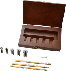 Dumont Minute Man - 8 Piece, 1/16 to 1/8" Keyway Width, Style A Keyway Broach Set - TiN Finish High Speed Steel Broach, Collared Bushing, 1/4 to 1/2" Bushing Diam - Exact Tool & Supply