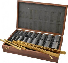 Dumont Minute Man - 22 Piece, 1/8 to 3/8" Keyway Width, Style B & C Keyway Broach Set - TiN Finish High Speed Steel Broach, Collared Bushing, 1/2 to 1-9/16" Bushing Diam - Exact Tool & Supply