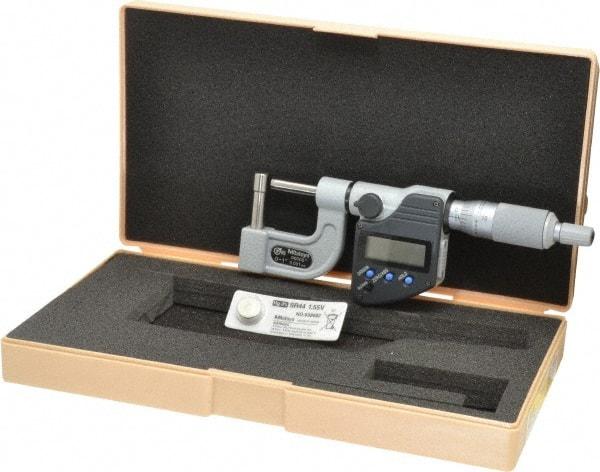 Mitutoyo - 0 to 1 Inch Measurement Range, Pin Anvil, Ratchet Stop Thimble, Electronic Tube Micrometer - Accurate Up to 0.0002 Inch, Carbide - Exact Tool & Supply