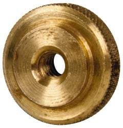 Gibraltar - #10-24 UNC Thread, Uncoated, Brass Round Knurled Check Nut - 1/4" Overall Height, 3/4" Diam x 3/16" Head Height, 1/2" Base Diam - Exact Tool & Supply