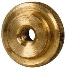 Gibraltar - #10-24 UNC Thread, Uncoated, Brass Round Knurled Check Nut - 1/4" Overall Height, 3/4" Diam x 3/16" Head Height, 1/2" Base Diam - Exact Tool & Supply