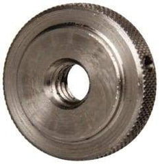 Gibraltar - 1/4-20" UNC Thread, Uncoated, Stainless Steel Round Knurled Check Nut - 1/4" Overall Height, 7/8" Diam x 3/16" Head Height, 5/8" Diam x 1/16" Base Height - Exact Tool & Supply