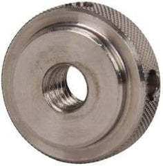 Gibraltar - 5/16-18" UNC Thread, Uncoated, Stainless Steel Round Knurled Check Nut - 3/8" Overall Height, 1" Head Diam, 3/4" Diam x 3/32" Base Height - Exact Tool & Supply