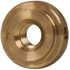 Gibraltar - 3/8-16" UNC Thread, Uncoated, Brass Round Knurled Check Nut - 3/8" Overall Height, 1" Head Diam, 3/4" Diam x 3/32" Base Height - Exact Tool & Supply